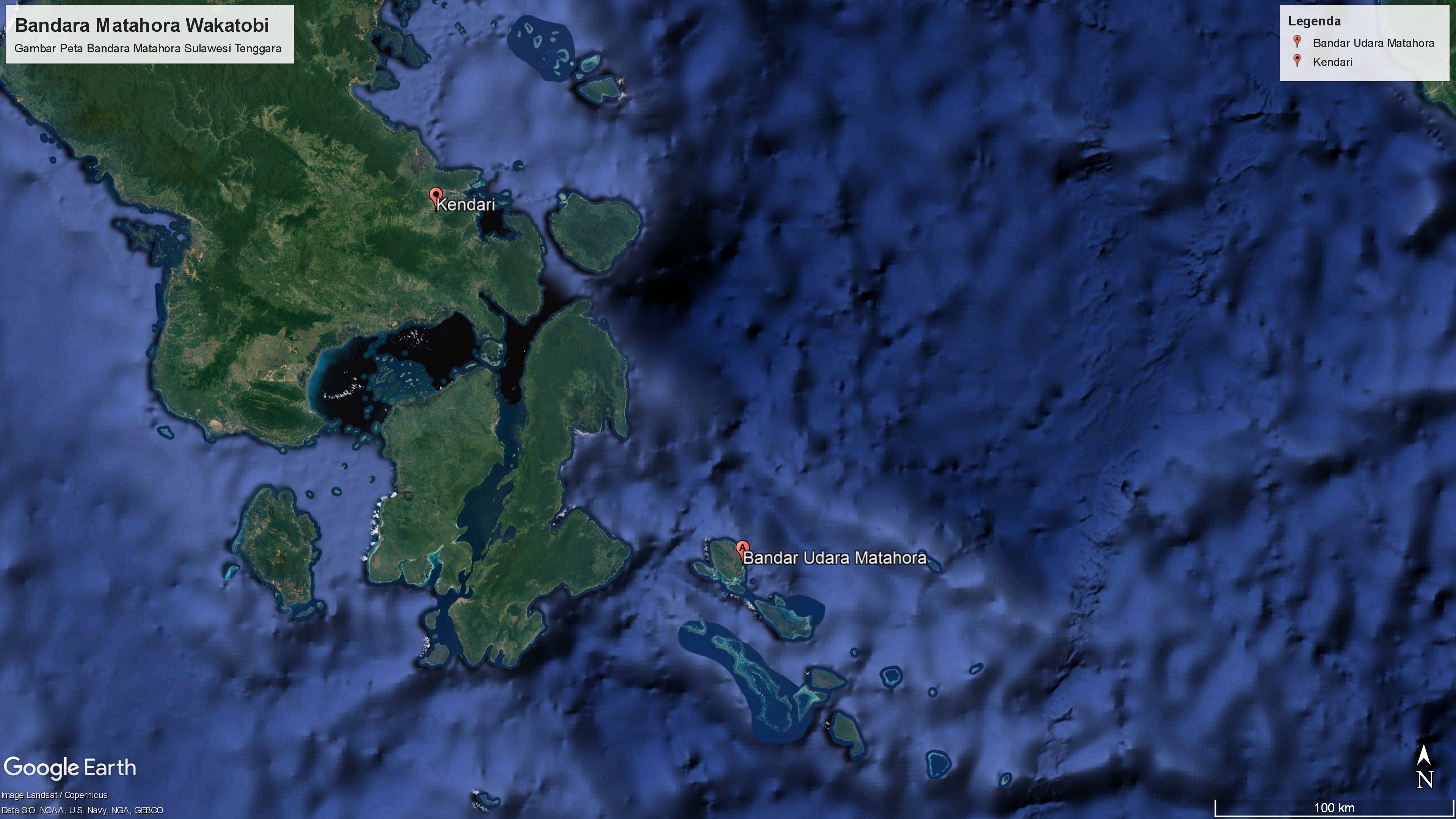 Gambar Peta Bandara Bandara Matahora. Kabupaten Wakatobi, Provinsi Sulawesi Tenggara